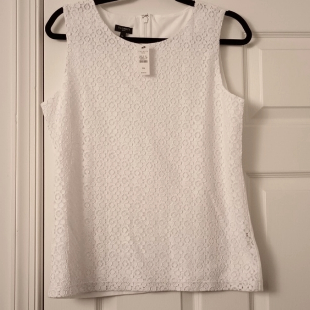 NWT Women's Size M Talbots lines lace front sleeveless zip back top